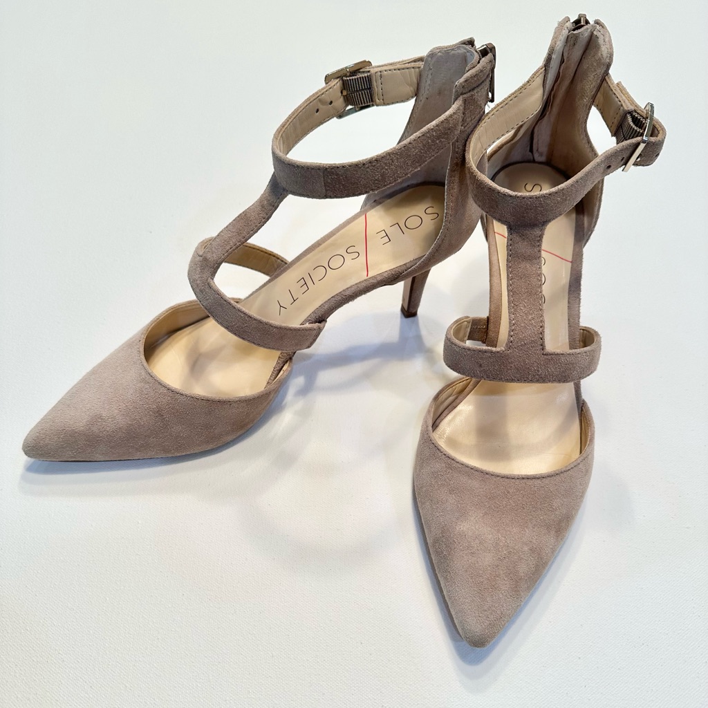 Sole Society Taupe Suede Heels